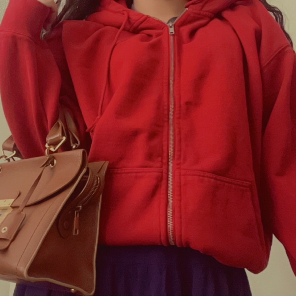 Red Brandy Melville Christie Hoodie 🚒 ONE SIZE
